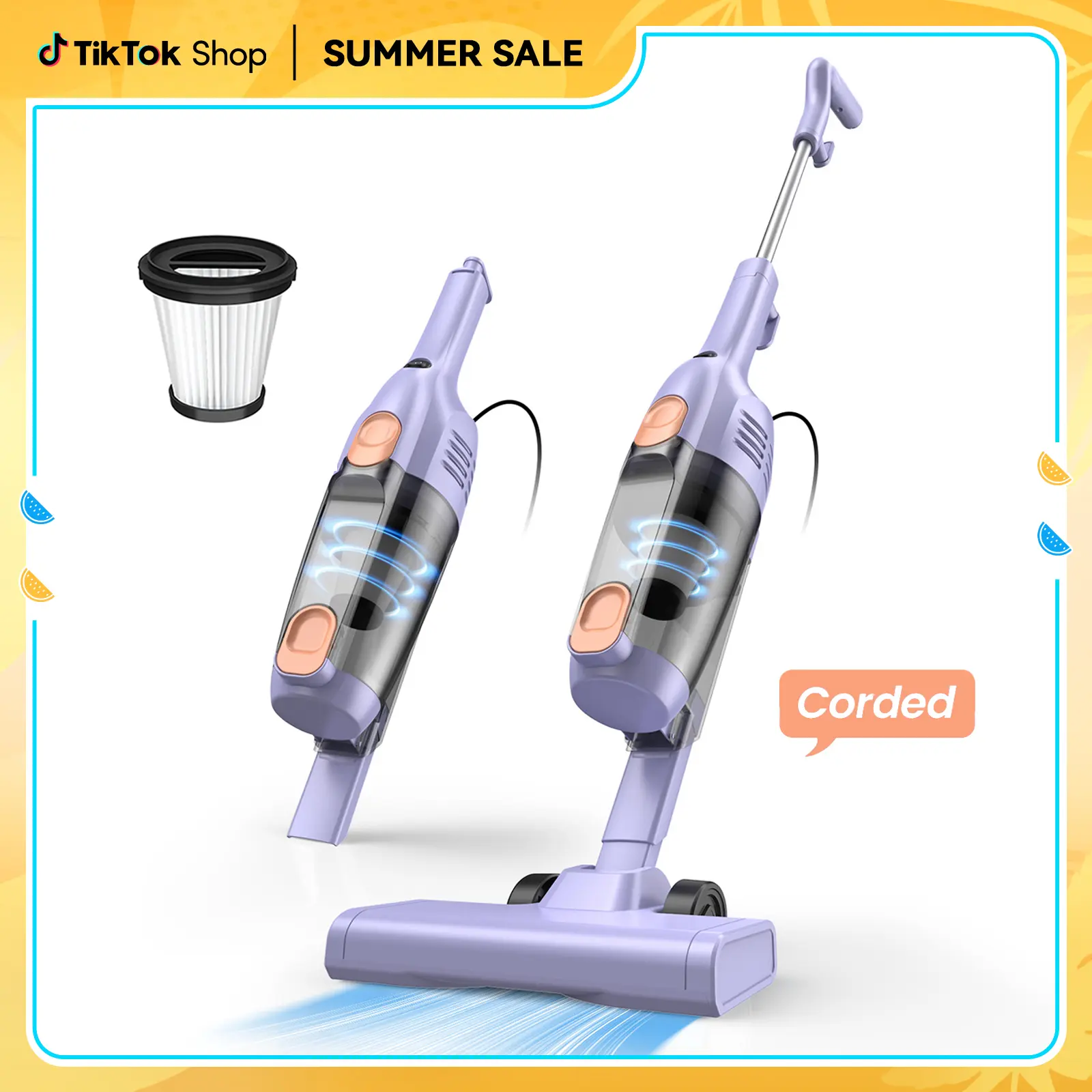 INSE R6X Aspiradora Escoba con Cable 600W 15KPa, Ultraligera sin Bolsa, 3 en 1 de Mano para Hogar, Alfombra, Suelo Duro, Pelo de Mascotas y Coche Púrpura Upright Vacuums pet lovers