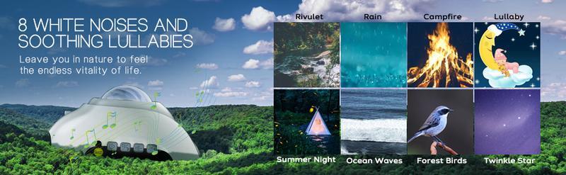 Galaxy Aurora Projector Light | APP-Controlled Rechargeable Star Nebula Projector, Cordless Design, 33 Effects, Bluetooth Speaker & White Noise