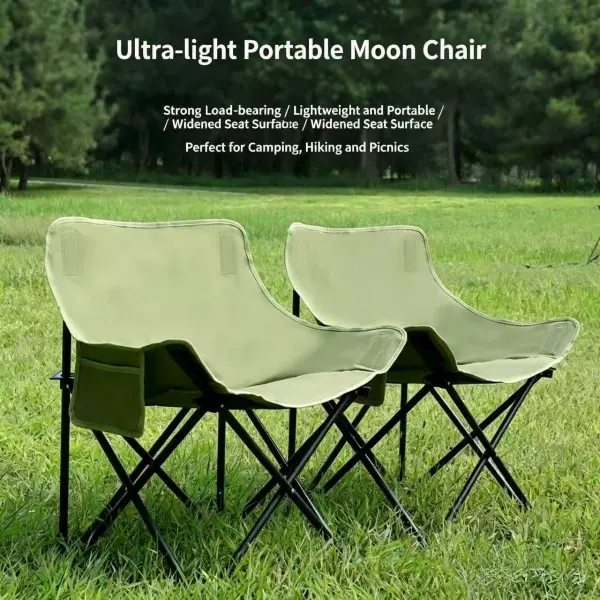 Ultra-Light Portable Folding Moon Chair - Oversized Comfy Camping Chair with Side Pocket for Outdoor Hiking, Picnic, Beach & Patio