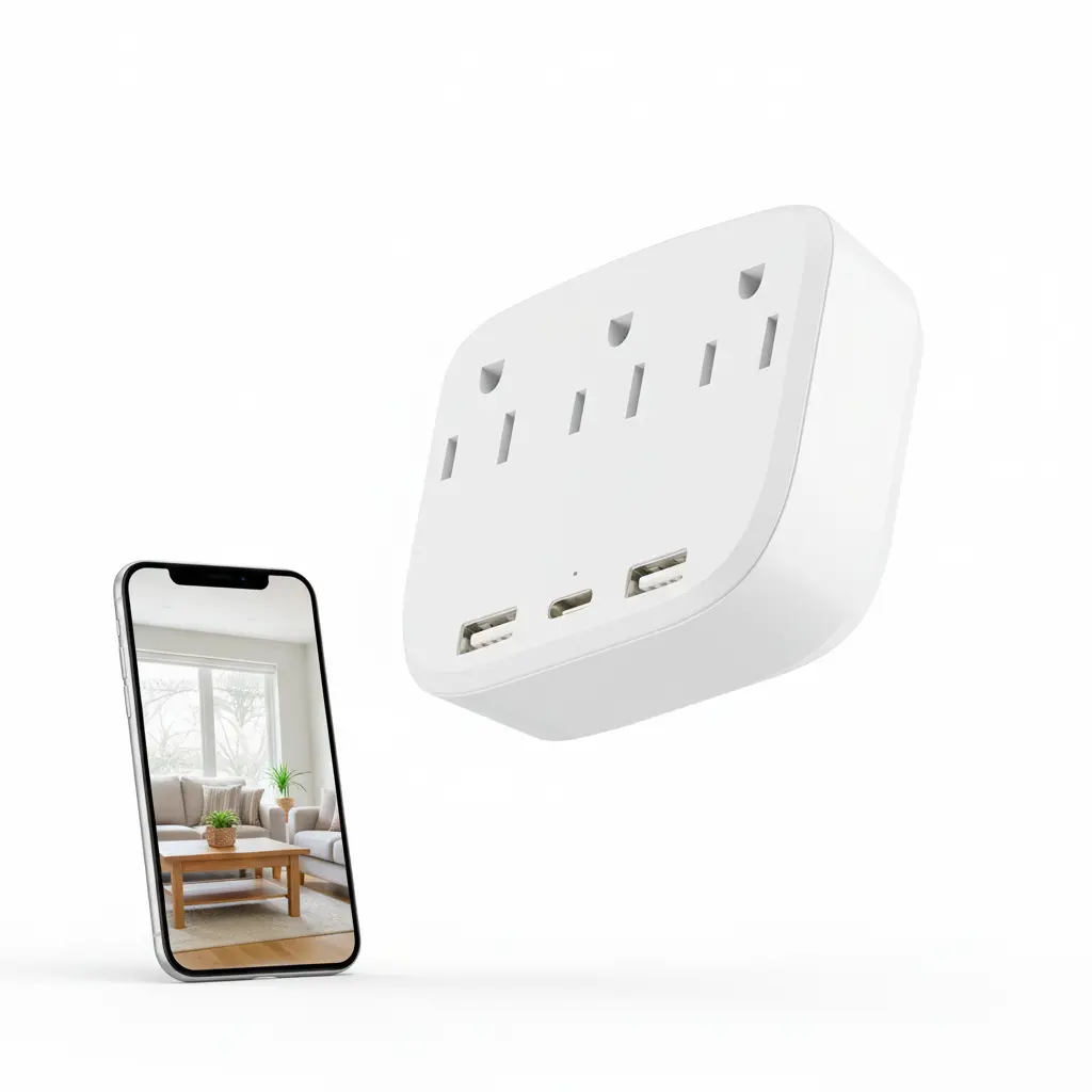 Multifunctional Socket Camera, 4K UHD WiFi Camera, Local Storage to SD Card (Not Included), Mobile Detection, Charge Devices While Recording, Remote View via App