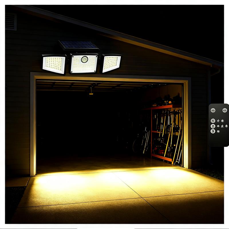 2-Pack Solar LED Security Lights with Motion Sensor IP65 Waterproof Outdoor Lights for Backyard Pathway 2 Sets Wide Coverage Remote Control Modes Brightness Timer 74pcs 8W 550lm 6500K brightness timer