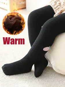 Girls' Tight-Fitting Pants with Ribbed Fleece Lining, Carrot Style, Soft and Comfortable, Fashion Versatile, Perfect Daily Use Choice