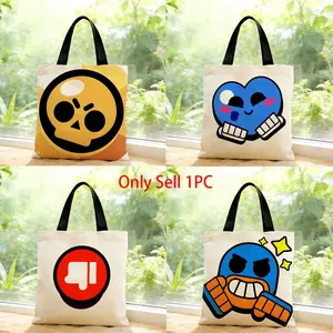 hot game Brawl Stars emoji meme Storage Bags Canvas Bags Series Print Bag Lightweight Shoulder High Appearance Large Capacity Minimalist  Soft Fabric Bag Shopping Bags