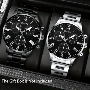 Men's Classic Modern Quartz Watch Set, Casual Round Dial Design, Zinc Alloy Case, Fashionable Style, Ideal Gift for Father's Day, Watch Bracelet