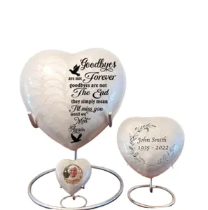 Devine Heart Cremation Urn (White) & Keepsake - High Gloss Finish (Small, Medium, Large)