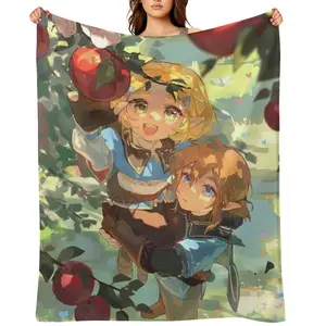 Zelda Fall Throw Blanket For Women Mens Winter Nap Link Princess Red Fruits Flannel Blankets Office Camping Car Travel Air Conditioned Quilt All Seasons Soft Plush Bedding Throws Home Decor Boys Girls Christmas Gift Super Cozy Blanket