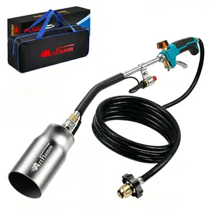 Propane Torch Weed Burner with 13.5 FT Long Hose, Adjustable Self Igniting Flame Thrower, Heavy Duty Turbo Blow Torch for Garden Weeds Removal, Wood Burning, Ice Snow Melting, Stump Removal, Outdoor Grilling