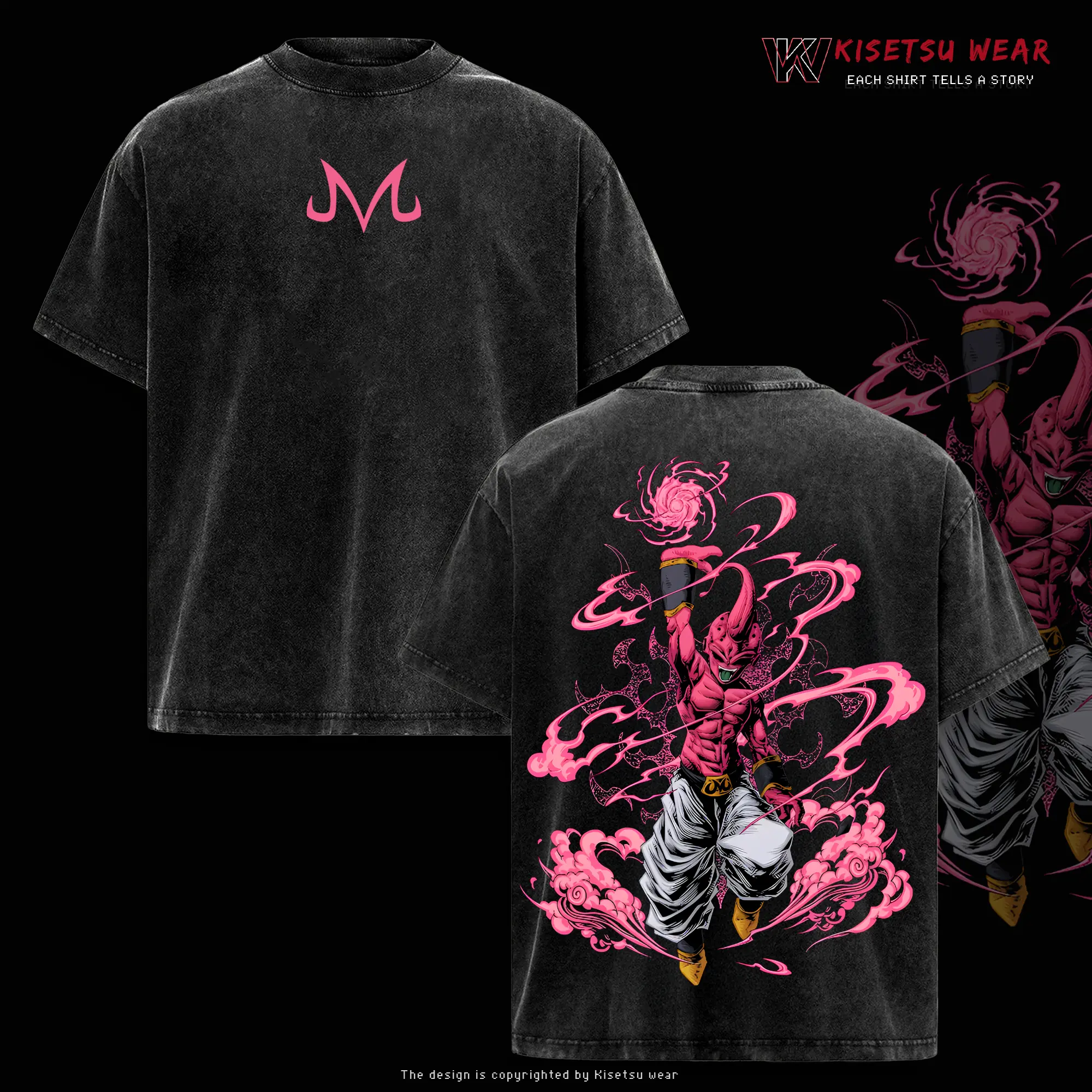 Vintage DBZ "Evil Buu" Vintage Unisex Oversized Anime Manga Acid Washed Cotton T-shirt, graphic tee,anime merch fan, outfits men