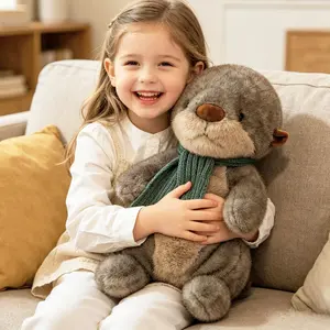 Fluffy Stuffed Otter Toy with Scarf, 15.7in & 10.2in Sizes, Festive Daily Furniture Decor, Ideal Birthday Gift (Dolls & Stuffed Toys Category), Fluffy Stuffed Toys
