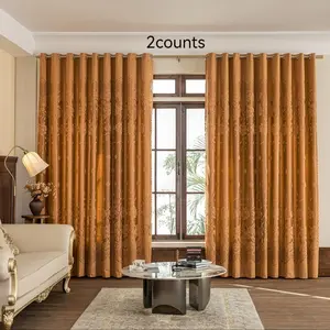 Floral Pattern Sheer Curtain, 2 Counts/set Double-layer Floral Curtain, Home Decoration Curtain for Living Room & Bedroom, Window Curtain