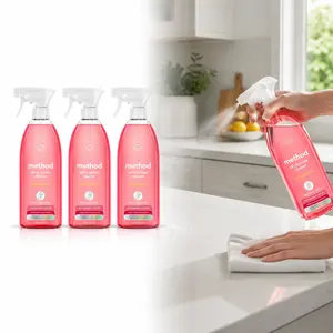Method 28 oz. Pink Grapefruit All-Purpose Natural Surface Cleaner, pink grapefruit, plant-based cleaner, biodegradable formula, grease remover, grime remover, multi-surface, countertops, tile, stone, wood, glass, non-porous surfaces, cruelty-free, vegan