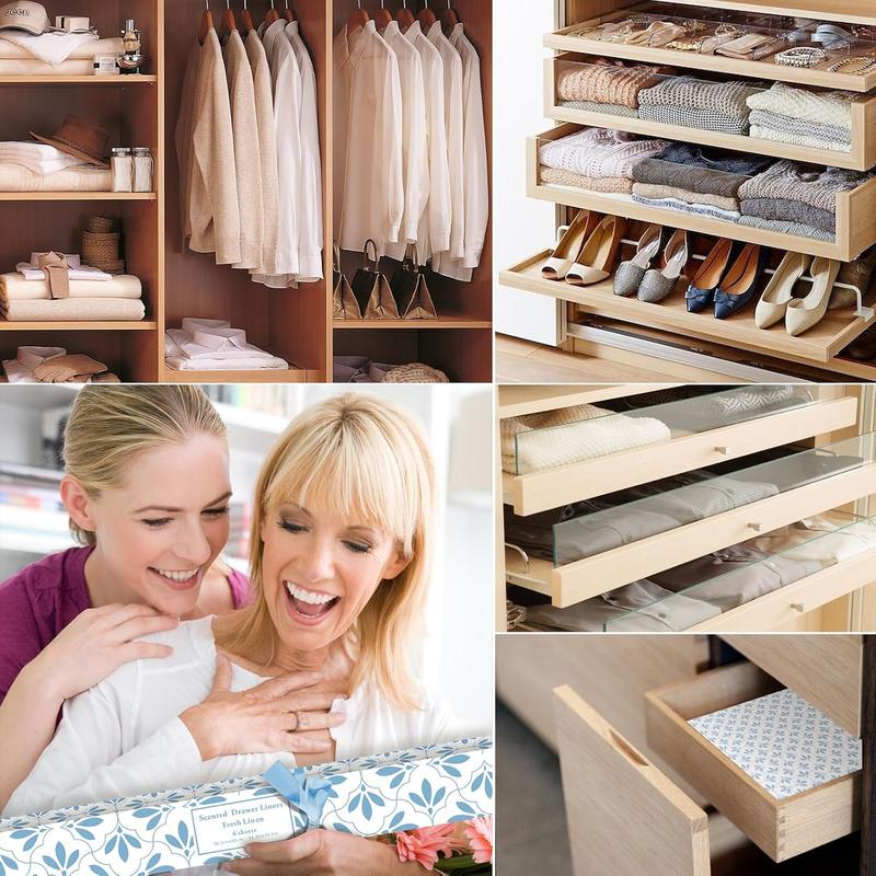 Linen Scented Drawer Liners, 6 Sheets Fragrant Paper Liners Non-Adhesive Paper Sheets for Home Closet, Dresser Drawers, for Home