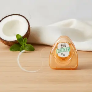 DR GINGER'S DRX Organic Coconut Oil & Xylitol Expanding Floss, removes visible plaque on teeth, great for braces & threaders Peppermint Fresh Breath Deep Clean Naturally Bright Smile 36-Month Shelf Life