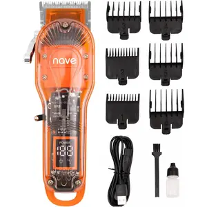 Cordless Hair Clippers for Men – Professional Zero Gap T-Blade Trimmer, Rechargeable, LCD Display, Adjustable Blade & Combs – Home & Barbershop Use (Orange)