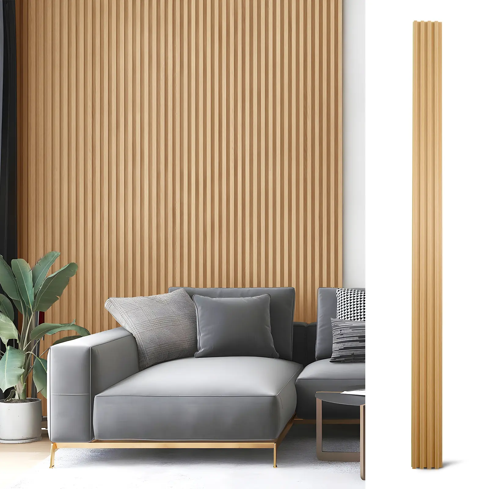 【NEW】Art3d 3D Acoustic Slat Wall Panels (8-Pack, 96x6.3in) - WPC Fluted Wood Wall Panels for Modern Interior Decor, TV Background & Living Room, Easy DIY Installation