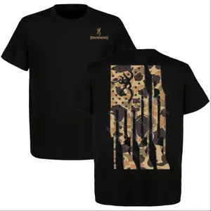 Browning Men's Shotgun Flag T-Shirt, Gift for Browning Fans, Unisex Short Sleeve Casual 100% Cotton, Tactical Gear, Made in USA