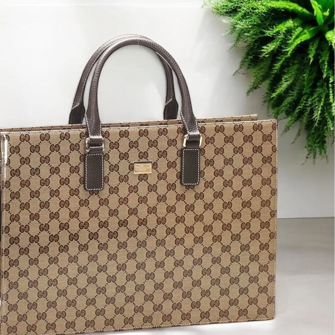 Pre-owned GUCCI Canvas Professional & Technology Bags Brown GG Crystal Monogram Business Briefcase