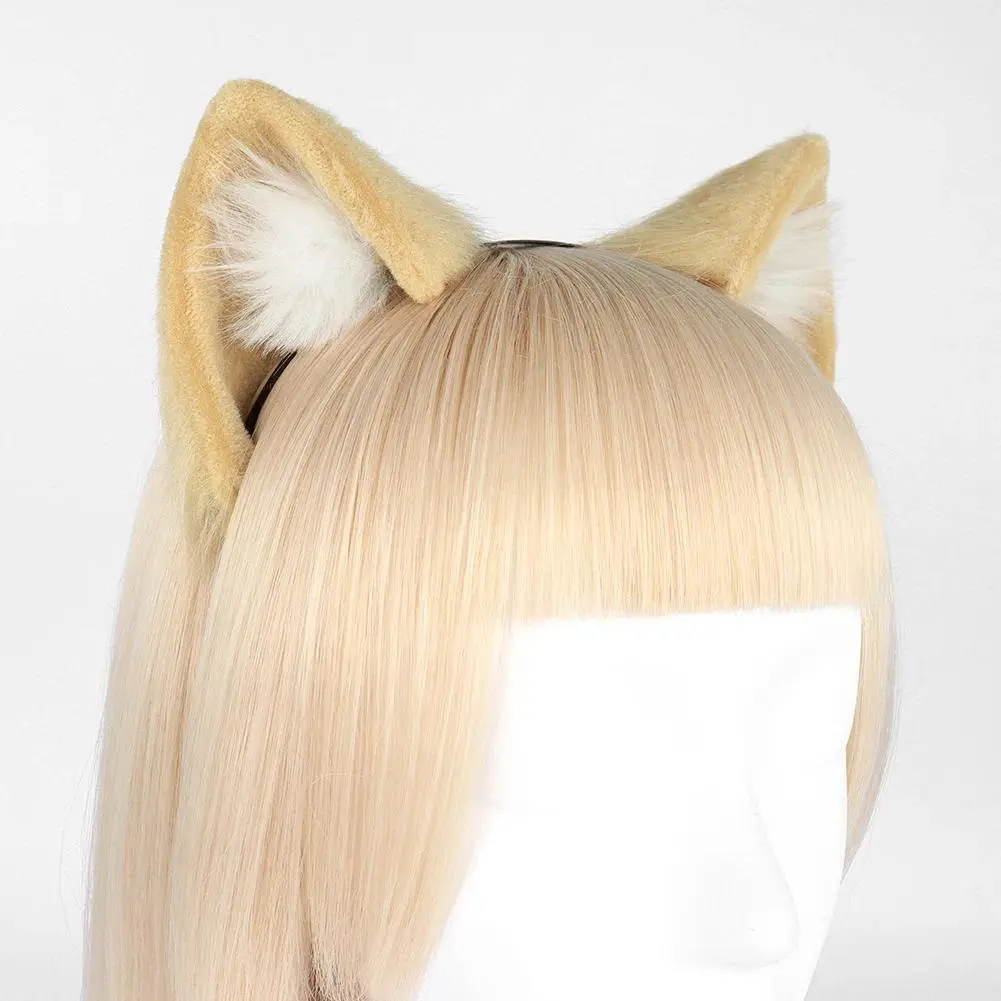 Kawaii Pink White Cat Ear Headwear Fur Lolita JK Cosplay Costume Headdress Animal Party Prop Girl Pet Headband Cosplay Accessory