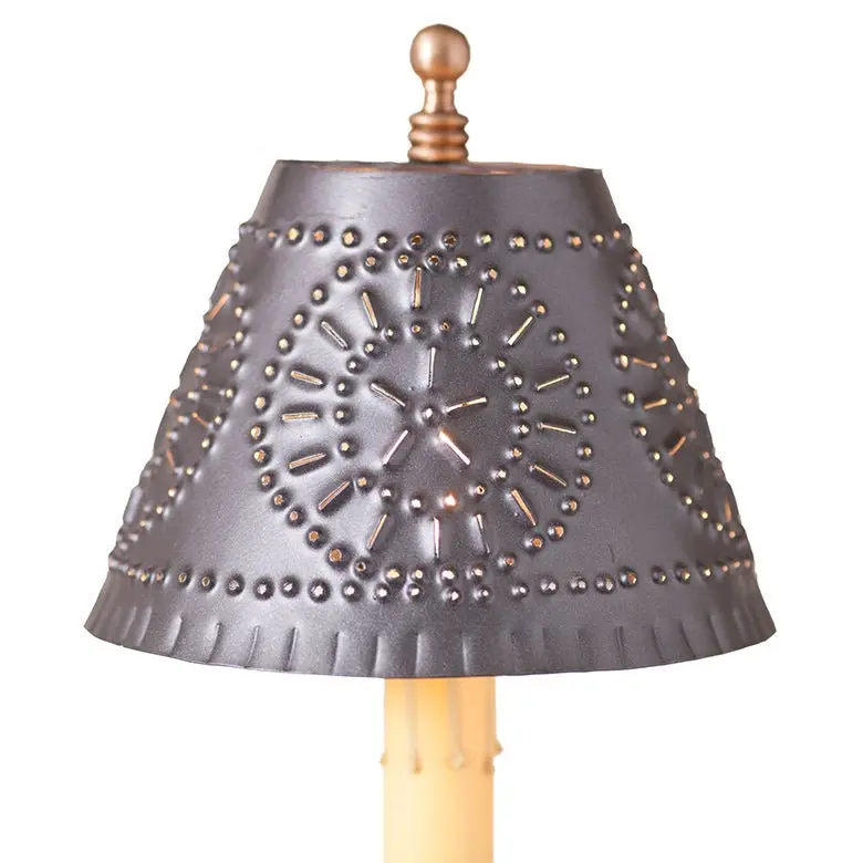 5½" Chandelier Lamp Shade | Hand-Punched Chisel Design in Smokey Black