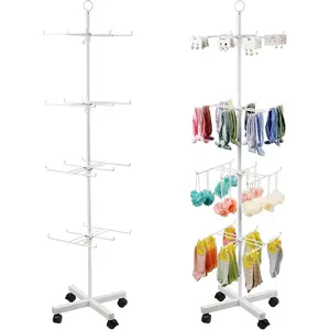 Retail Display Stand Rotating Display Stand 4 Tier Spinning Display Stand for Craft Shows, Jewelry, Keychain, Earring Retail Display Racks (White)