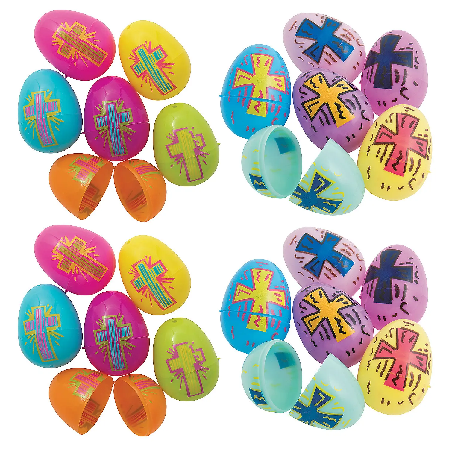 2 1/4" Mega 144 Pc. Bulk Religious Plastic Bright & Pastel Easter Eggs