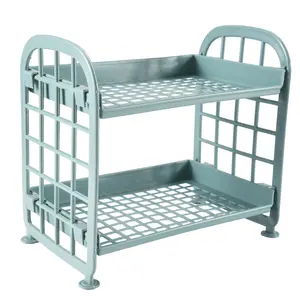 Storage Shelves,Plastic Small Storage Shelves - 2 Tier Shelf Shelving,Kitchen Shelf Bathroom Organizer(Nordic blue)