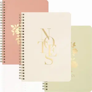 Journal for Women Spiral Notebook, Set of 3  Foil Embossed Cute Notebooks for Work, School or Study Supplies - Journaling Notebooks - College Ruled Notebooks - 8.25 x 6 Inches
