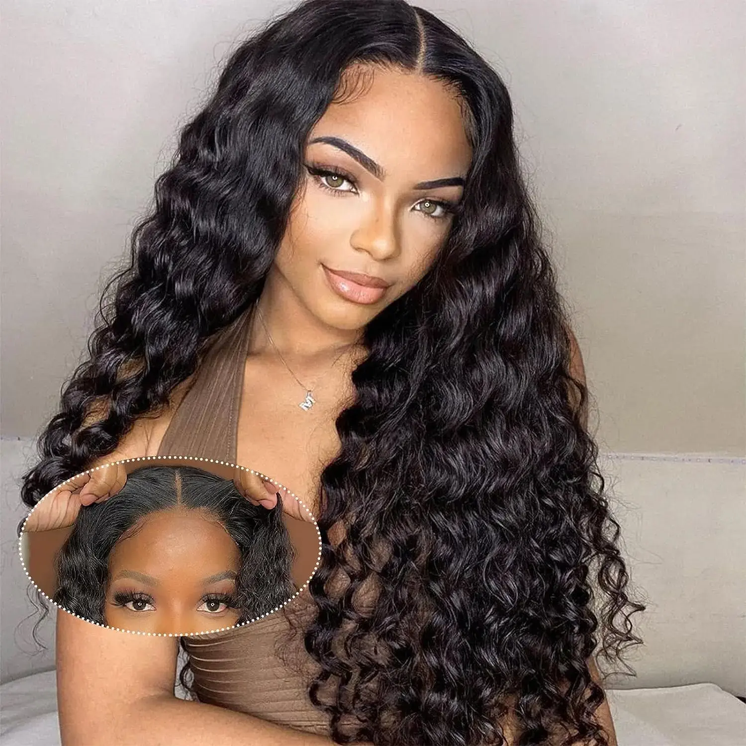180 Density Deep Wave  Easy To Wear 6x4 Glueless Wig Pre Plucked Natural Black Color Pre Cut 5x5 9x6 7x5 Lace Closure Wigs Human Hair For Black Women