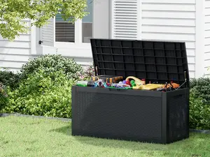 100 Gallon Large Outdoor Storage Box with Lock, Waterproof & UV Resistant Organizer for Garden, Pool, Patio, and Deck, Ideal Father's Day Gift-Christmas Gifts.