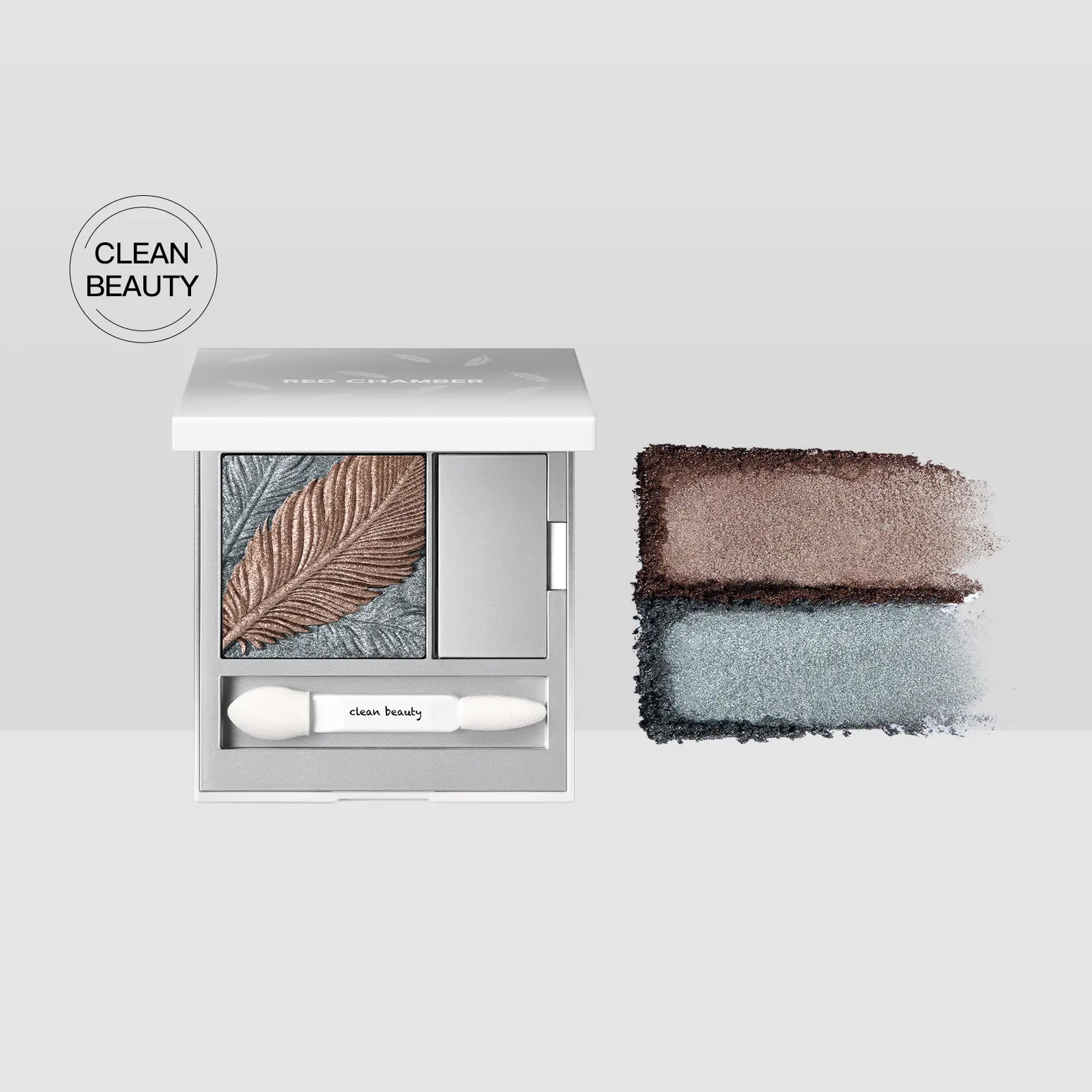 RED CHAMBER Featherlight Eyeshadow Palette with Built-In Primer, Satin Shimmer Duo, Crease-Proof Long-Lasting Eye Makeup
