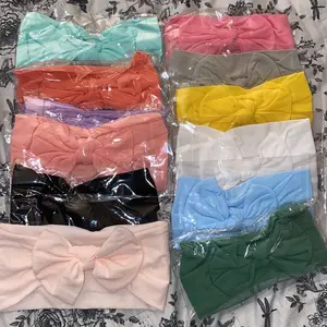 Solid-Color Bow Design Baby Headband Set, Soft Comfortable Headbands for Baby Girls & Boys, Fashion Hair Accessories for Daily Wear