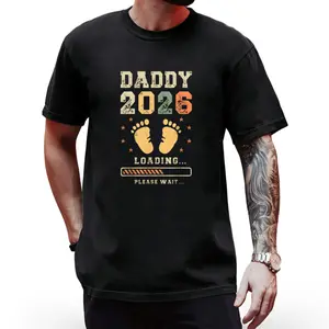 Men' Unisex' Expecting Dad 2026 Baby Announcement TShirt Daddy Loading Graphic Pregnancy Shirt Loose Fit Crew Neck Short Sleeve Tee Suitable for Spring Summer Fall Casual Gift for New Paren, PLUS SIZE