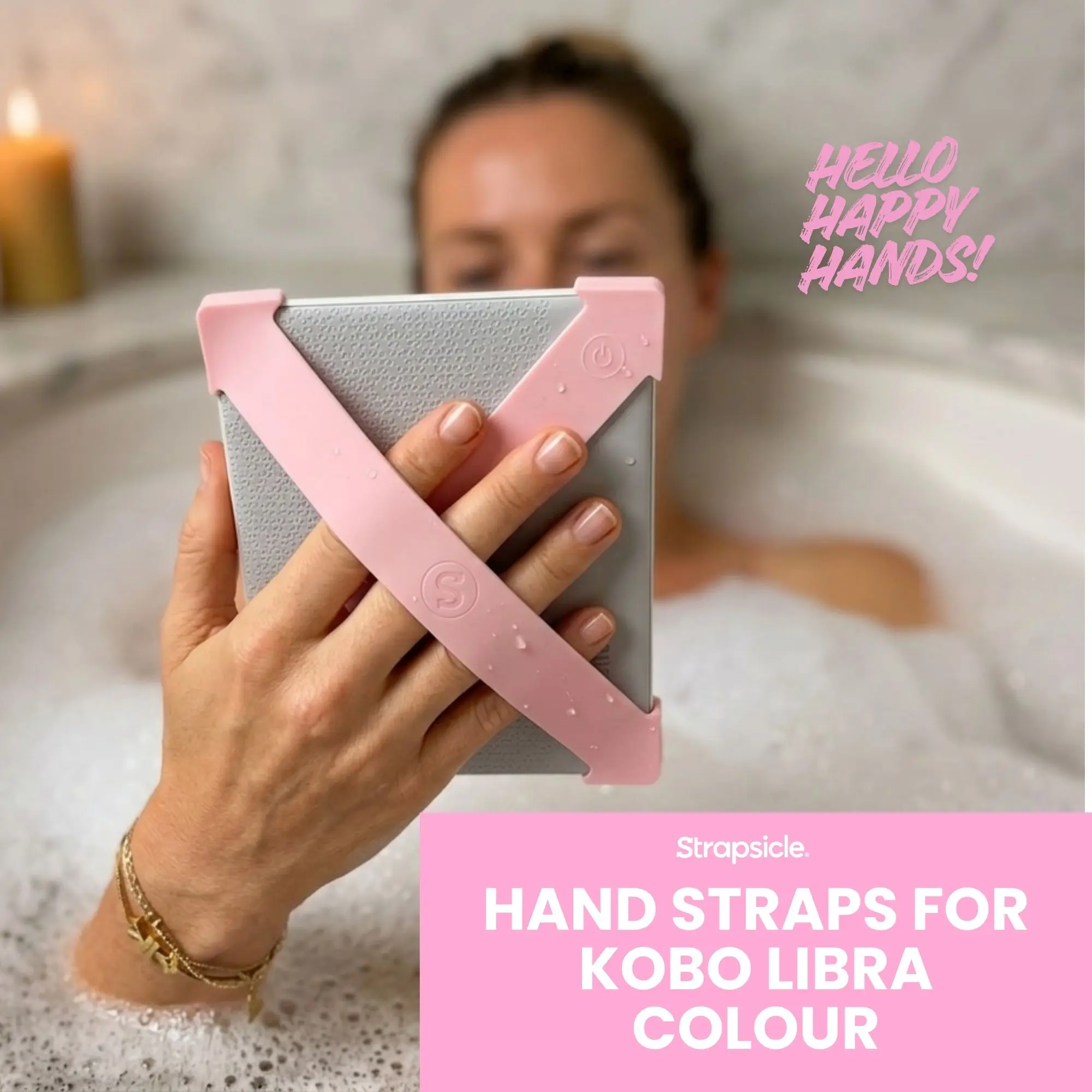 Kobo Libra Colour & Libra 2 Hand Straps - 2 Straps, Clutch Design, 1-Handed Reading Grip, Snug Fit, Comfortable Secure Hold, Device Phone Accessories, Ideal for Arthritis Relief