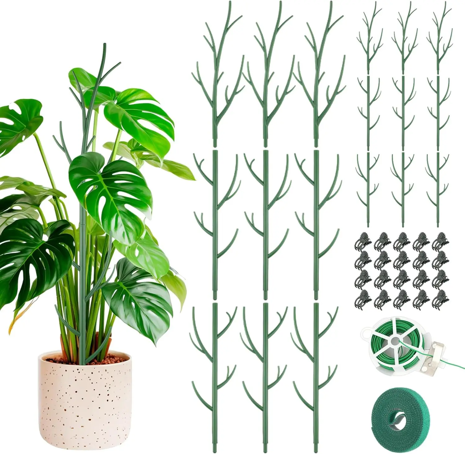 18 Pack Monstera  Support  Support Stakes for Indoor  Stackable Monstera Climbing Sticks with Orchid Clips Twist Ties for Potted Tomato Pothos Philodendron