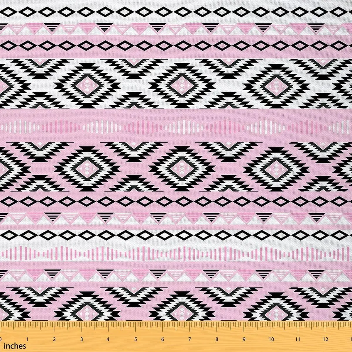 Boho Aztec Fabric,Tribal Checker Soft Flannel Polyester No Stretch Fabric,Bohemian Geometric Decorative Fabrics,Gray Pink Crafts & Sewing Supplies