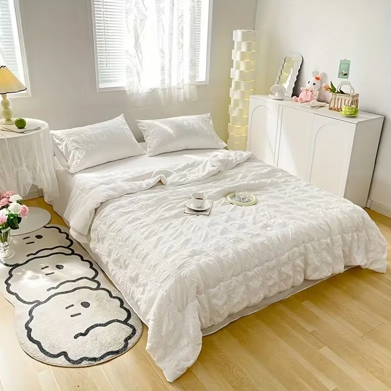 Korean Bubble Mesh Small Grid Summer Duvet Cover, Lightweight Breathable Cooling Blanket, Soft Skin-Friendly Multi-Size Functional Bedding for Hot Weather