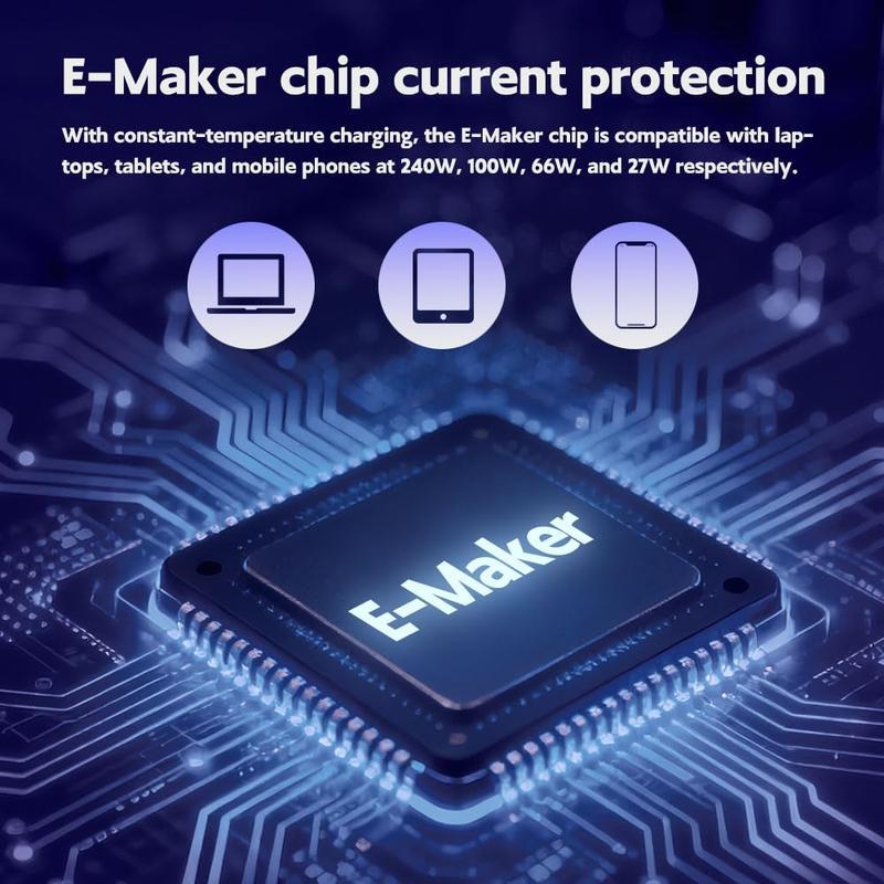 1pc Black 240W Super Fast Charging Type-C Cable Invisible Holder Charger with Stand for Gaming Office Car Travel