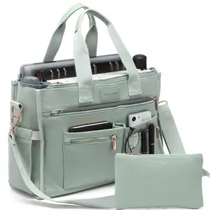 2PCS Large Canvas Tote Bag for Women, Laptop Tote , Multi-Pocket Crossbody Shoulder Work Bag with Zipper, Luggage Sleeve, Water Bottle Side Pockets, Handbag for Teacher Office Travel,Suitable for travel, work, and fitness.