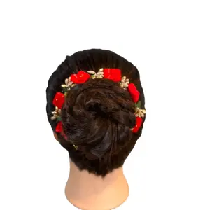 Traditional Gajra with Red Rose Hair Accessories