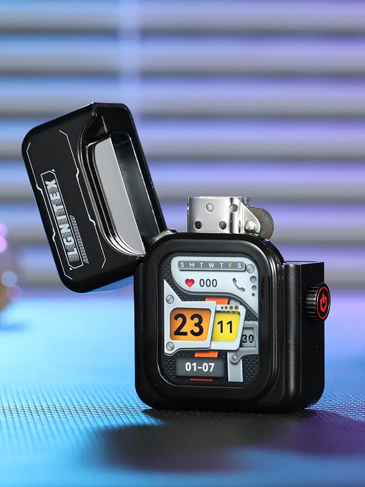 Bluetooth-Enabled Electronic Smart Arc Lighter, Compact Cordless Wrist Blood Pressure Monitor with Touch Control, Activity Tracking, Call & Music Control, USB-Rechargeable Windproof Flameless Portable EDC Men's Home Accessory Gift, Fitness Tracking