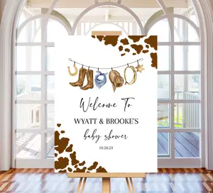 LITTLE COWBOY Baby Shower Welcome Sign | Printable Wild West Baby Shower Decor | Editable Country Western Sprinkle Baby Shower Signage BS02