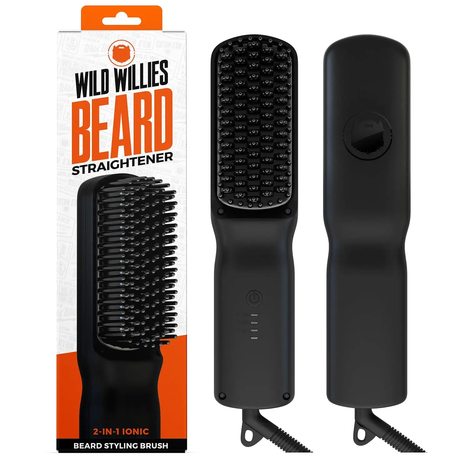 Beard Straightener for Men - 3 Temperature Settings, Tourmaline Ceramic Heated Beard Brush & Hot Comb - Portable, Ionic Technology, Coarse & Curly Hair, 400F - Grooming Tool