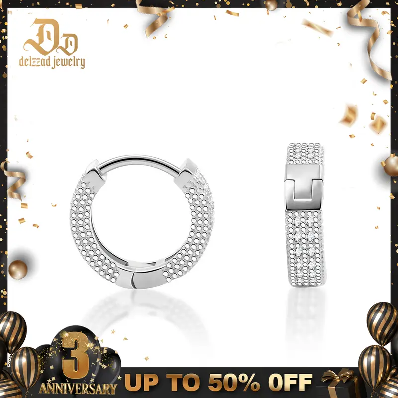 Delzzad S925 Iced Hoop Earrings Round VVS Synthetic Moissanite Earrings Dangle Earrings Jewelry Perfect Birthday Mother’s Day Christmas Gift for Men Women Silver Earrings Golden Earrings Wedding Set