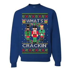 What's Crackin' Funny Nutcracker Meme Ugly Christmas Sweater Unisex Crewneck Graphic Sweatshirt