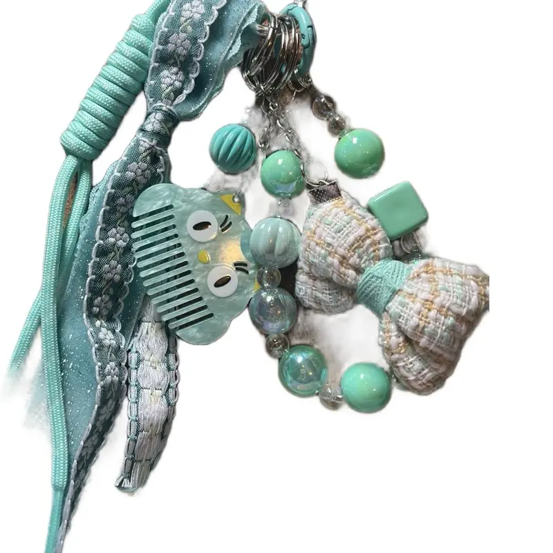 Bag Charm with Teal Beads and Owl Design for Stylish Accessories