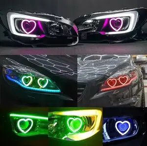 Heart Shaped Multicolor RGB LED Angel Eye Halos Headlight Bluetooth Car DRL