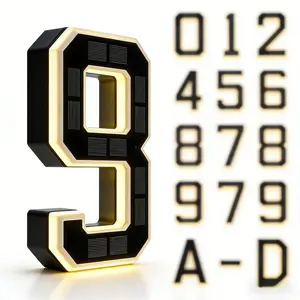 9 - Inch Solar - Lighted Waterproof LED Address Signs! Ideal for modern house numbers. High - visibility, eco - friendly. Large personalization options for DIY door number decoration. Stylish modern farmhouse illuminated sign.