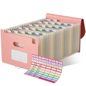 Accordion File Organizer, 26 Pockets Wheat Straw Expanding File Folder, Monthly Bill Receipt Organizer,A-Z Tabs,100% BPA Free,Return to Nature Healthy Living,Letter/A4 Size - Strawberry Pink