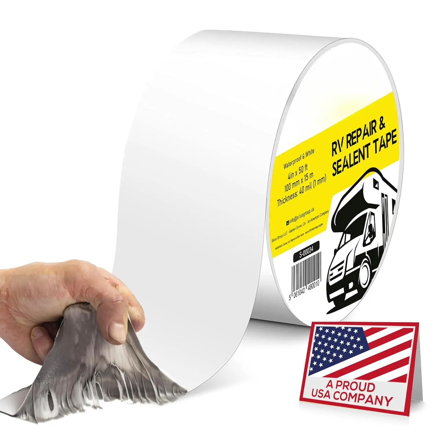 RV Sealant Tape, White, 4 Inch x 50 , Roof Patch Repair Tape, Roofing Tape for RV,  Leak Tape for RV puncture, Boat Sealing, Awning, Canopy, Tents, Camper, Greenhouse and Tarpaulin