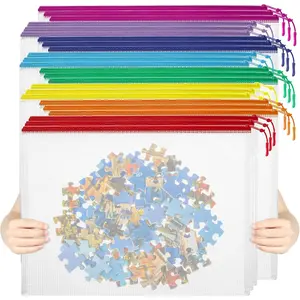 24pcs Mesh Zipper Pouch File Bags Puzzle Storage Bags, A3 17x12 Inches Large Reusable Zipper Pouches for Organizing Classroom Board Game Organization